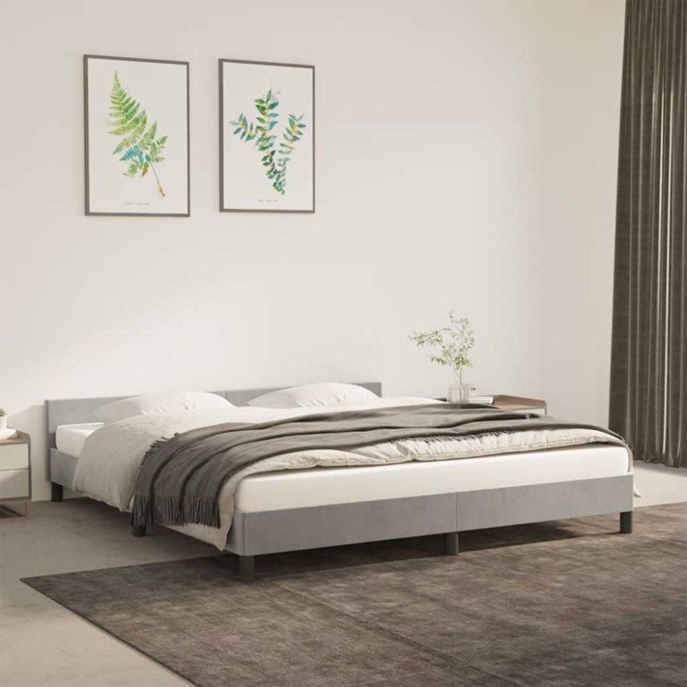 vidaXL Sängram utan madrass ljusgrå 180x200 cm sammet