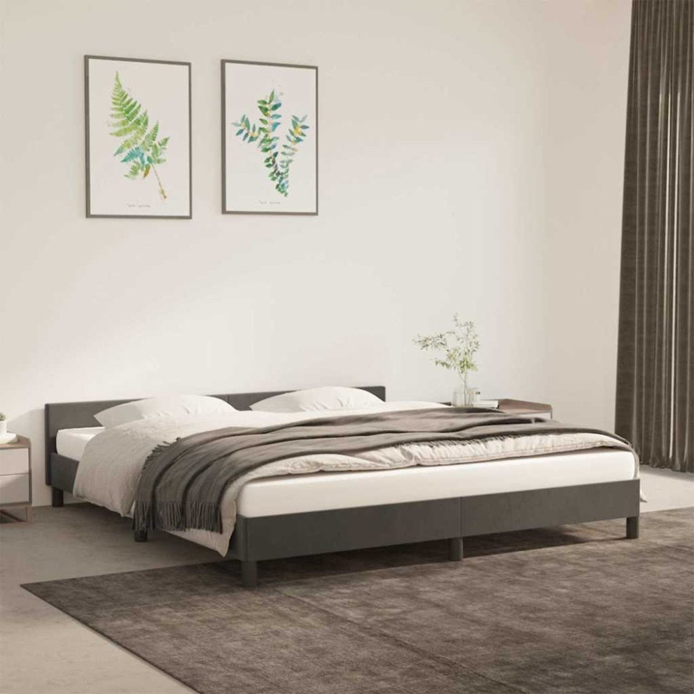 vidaXL Sängram utan madrass mörkgrå 180x200 cm sammet