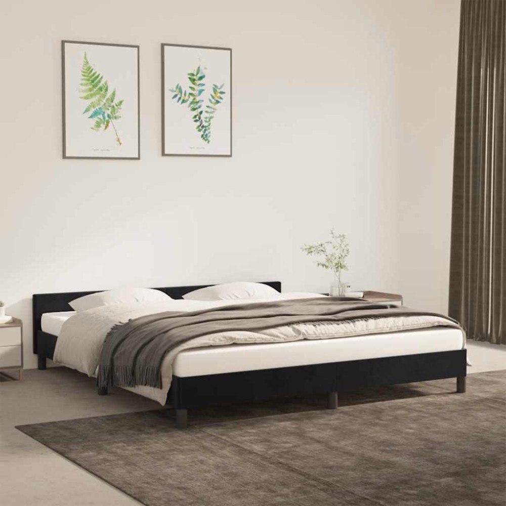 vidaXL Sängram utan madrass svart 180x200 cm sammet