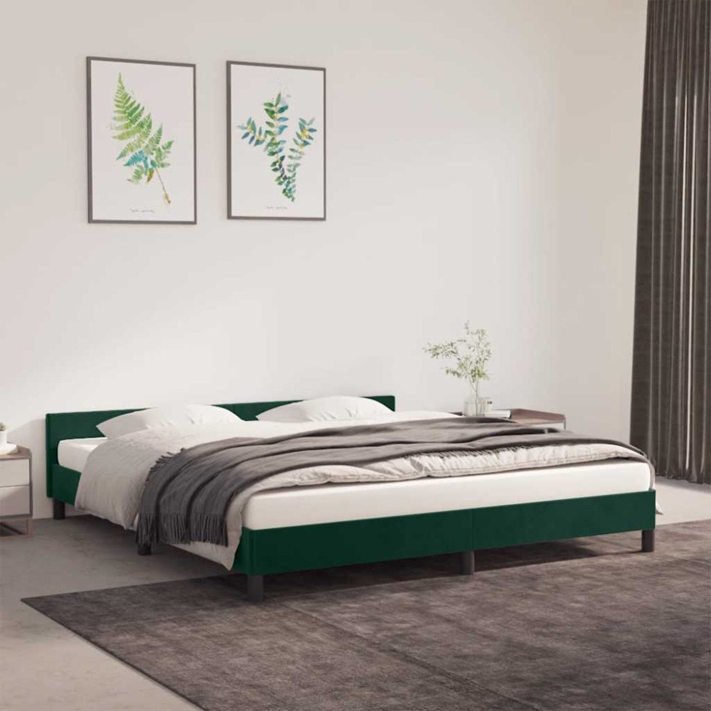 vidaXL Sängram utan madrass mörkgrön 180x200 cm sammet