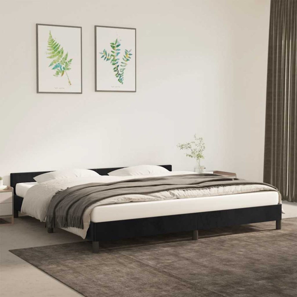 vidaXL Sängram utan madrass svart 200x200 cm sammet