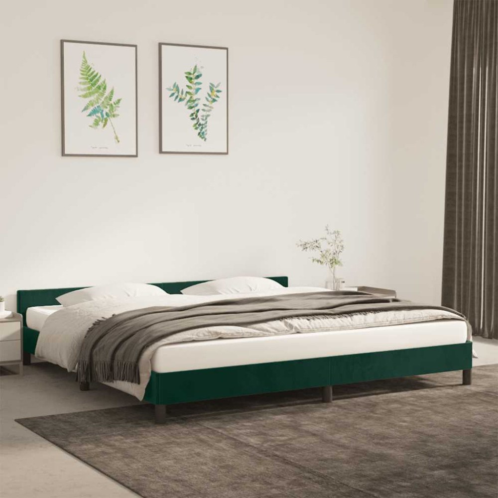 vidaXL Sängram utan madrass mörkgrön 200x200 cm sammet