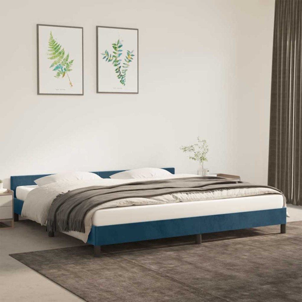 vidaXL Sängram utan madrass mörkblå 200x200 cm sammet
