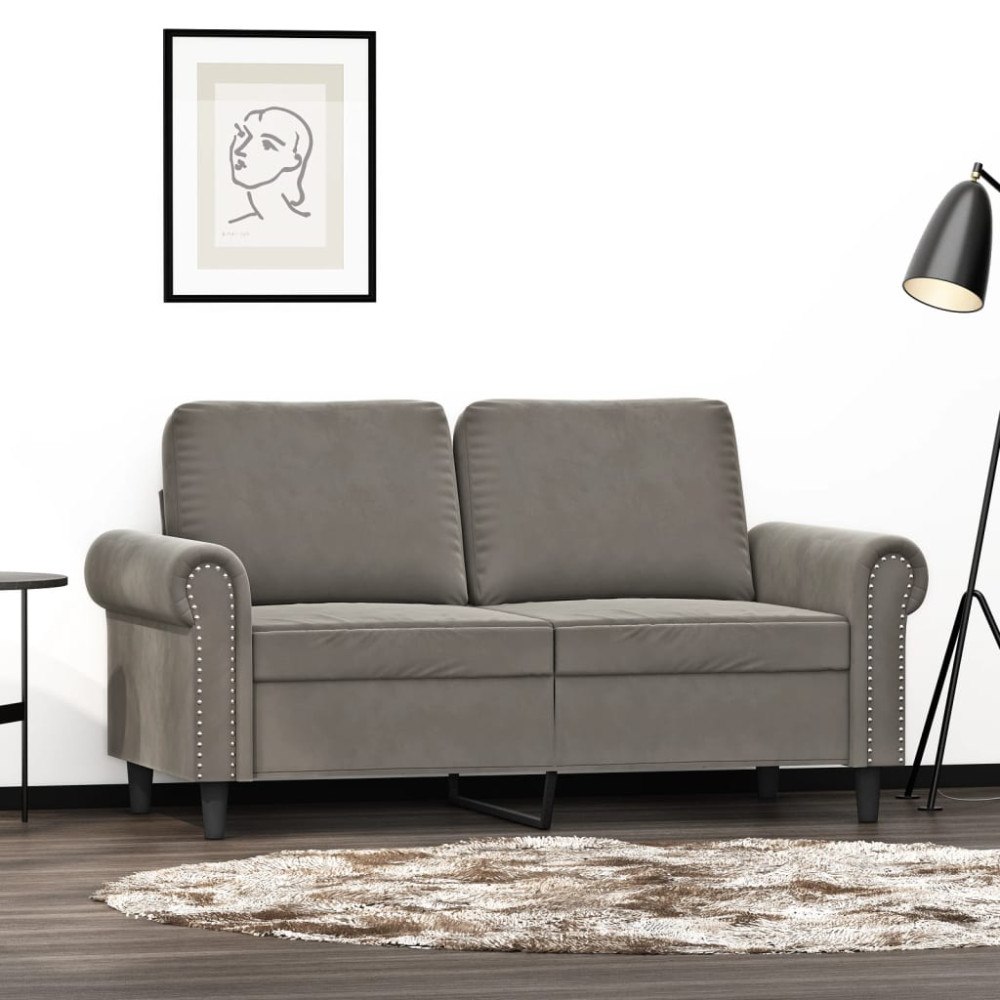 vidaXL 2-sitssoffa ljusgrå 120 cm sammet