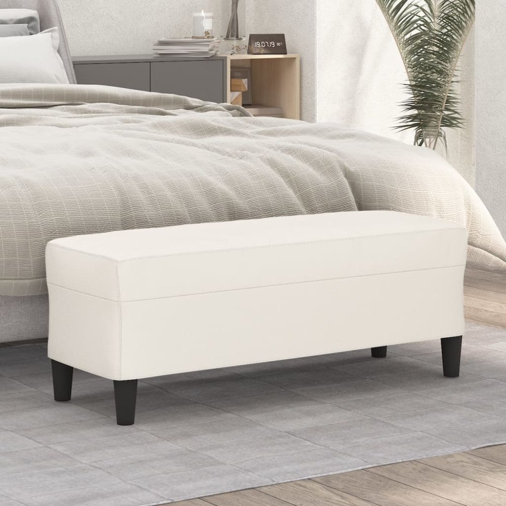 vidaXL Bänk gräddvit 100x35x41 cm konstläder
