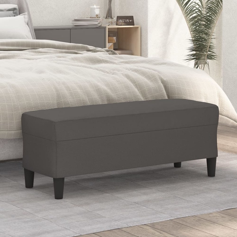 vidaXL Bänk grå 100x35x41 cm konstläder