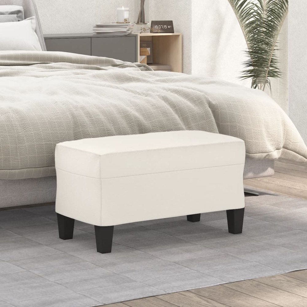 vidaXL Bänk gräddvit 70x35x41 cm konstläder