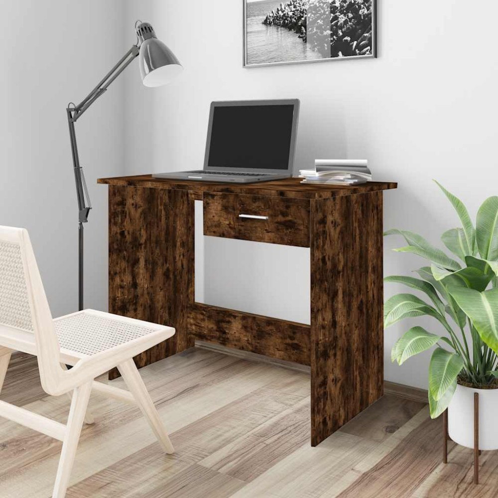 vidaXL Skrivbord rökfärgad ek 100x50x76 cm konstruerat trä