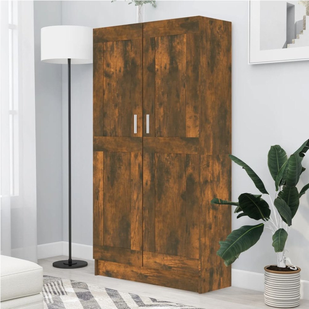 vidaXL Bokhylla rökfärgad ek 82,5x30,5x150 cm konstruerat trä