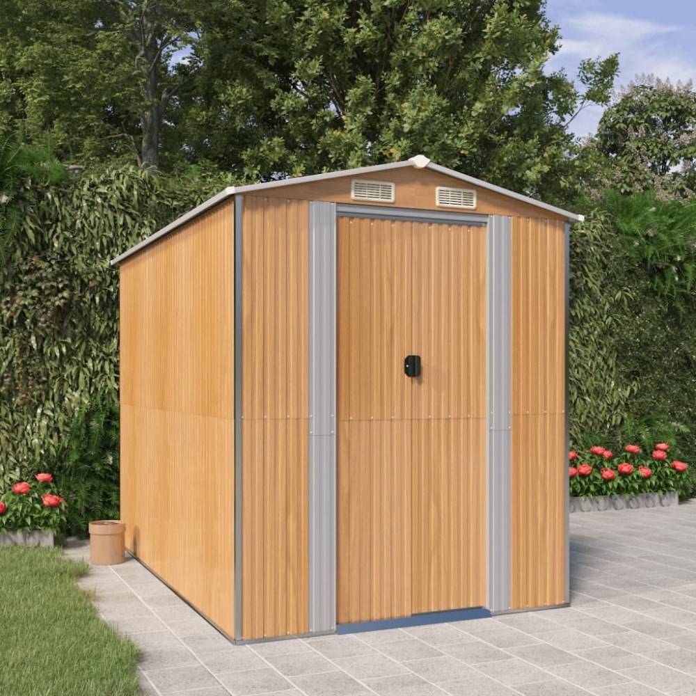 vidaXL Trädgårdsskjul ljusbrun 192x274x223 cm galvaniserat stål