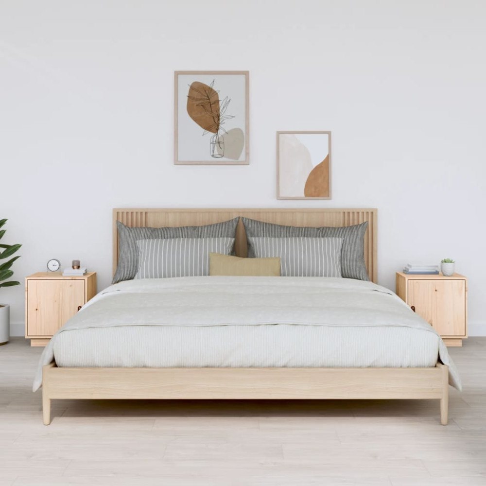 vidaXL Sängbord 2 st vit 40x34x45 cm massivt furuträ