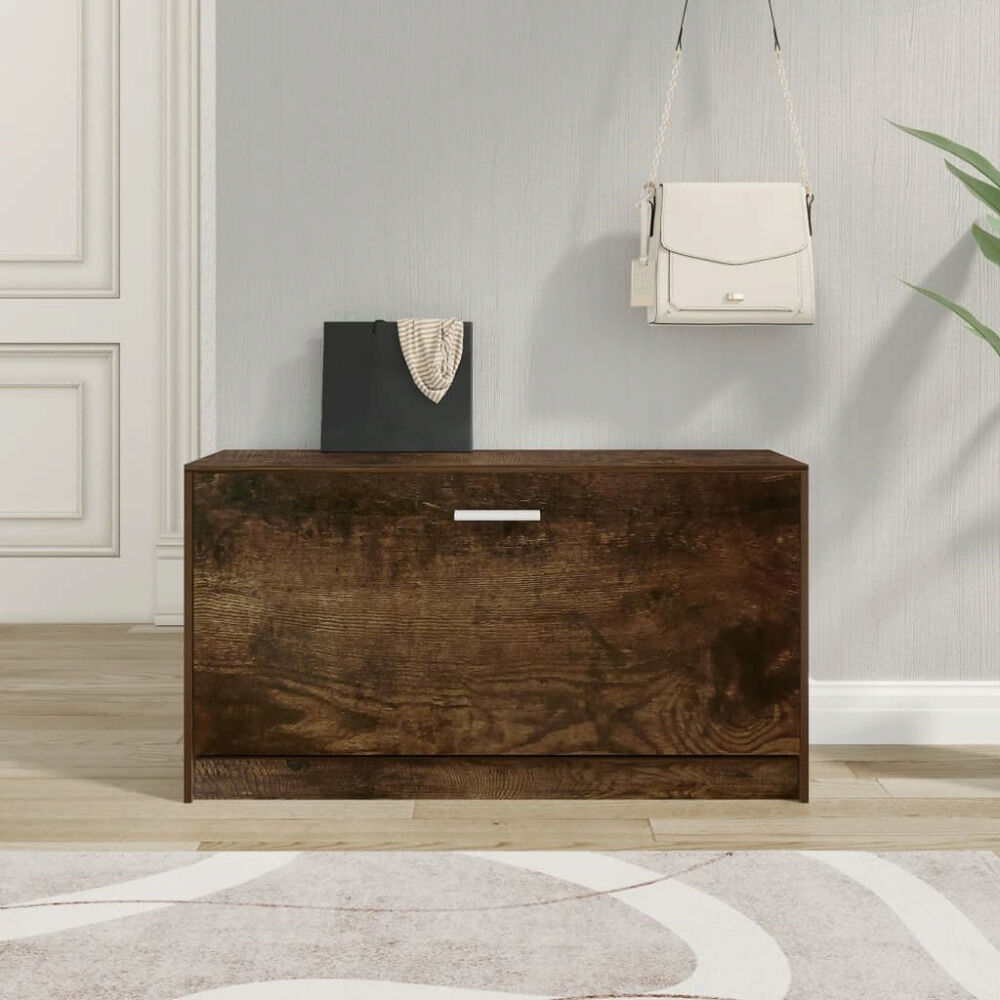 vidaXL Skobänk rökfärgad ek 80x24x45 cm konstruerat trä