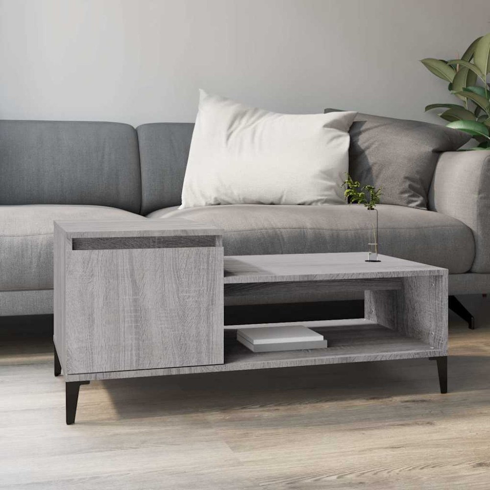 vidaXL Soffbord grå sonoma 100x50x45 cm konstruerat trä