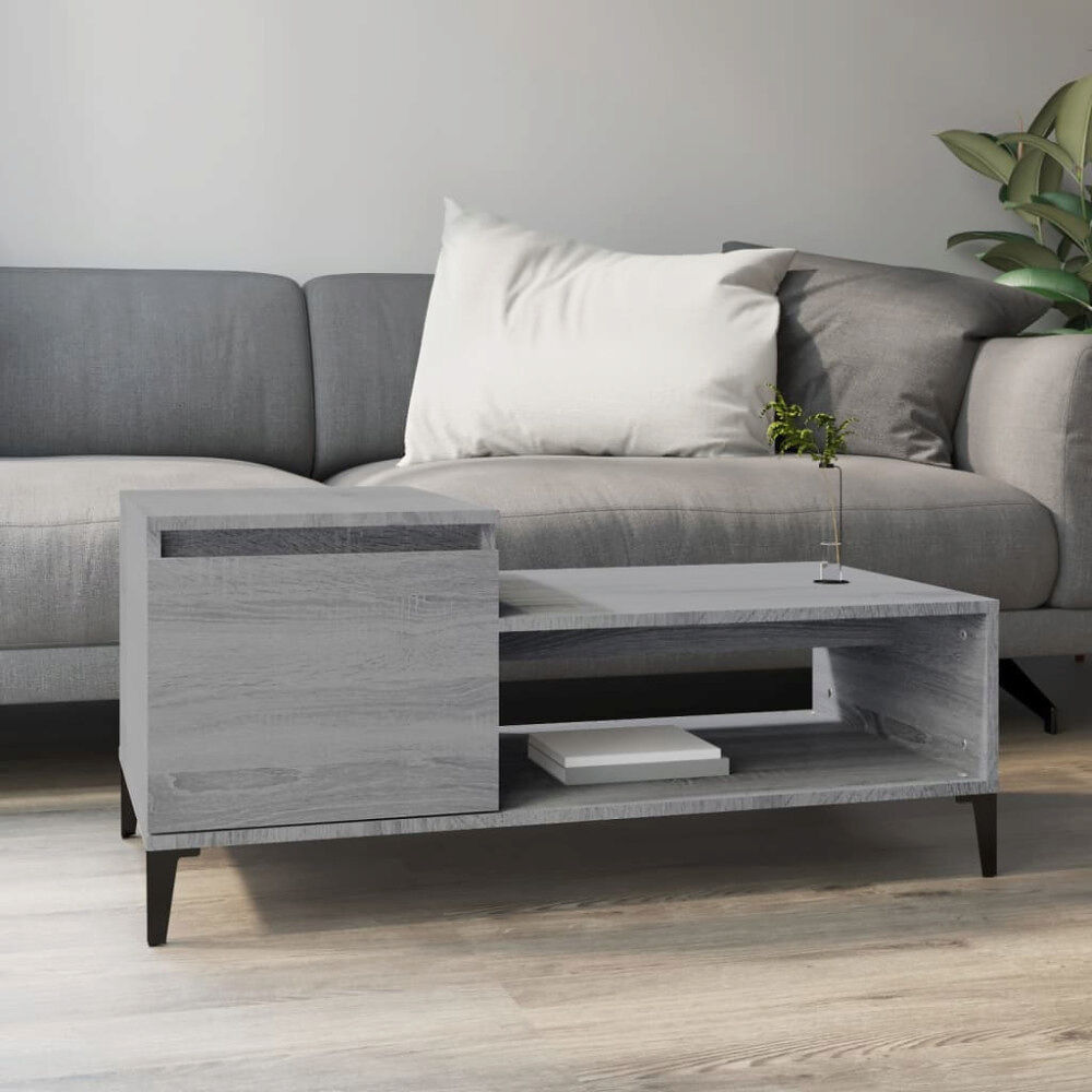vidaXL Soffbord grå sonoma 100x50x45 cm konstruerat trä
