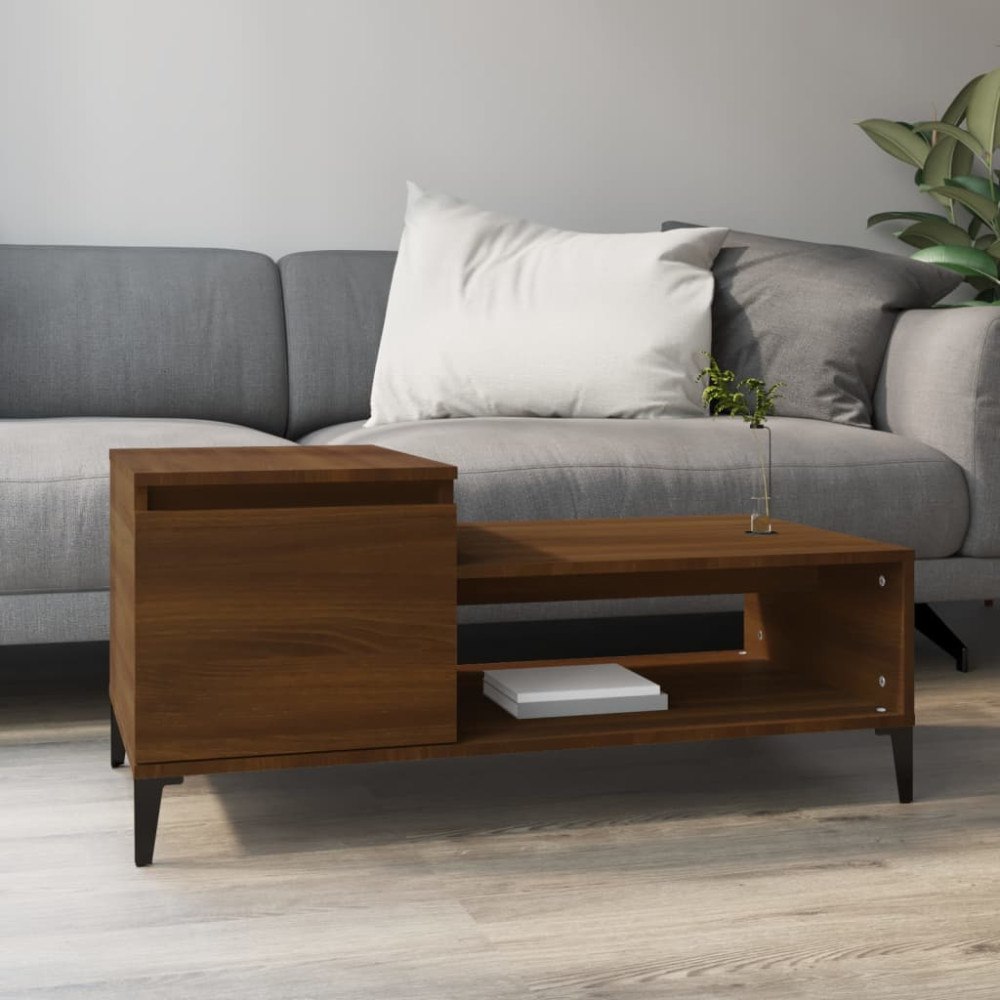 vidaXL Soffbord brun ek 100x50x45 cm konstruerat trä