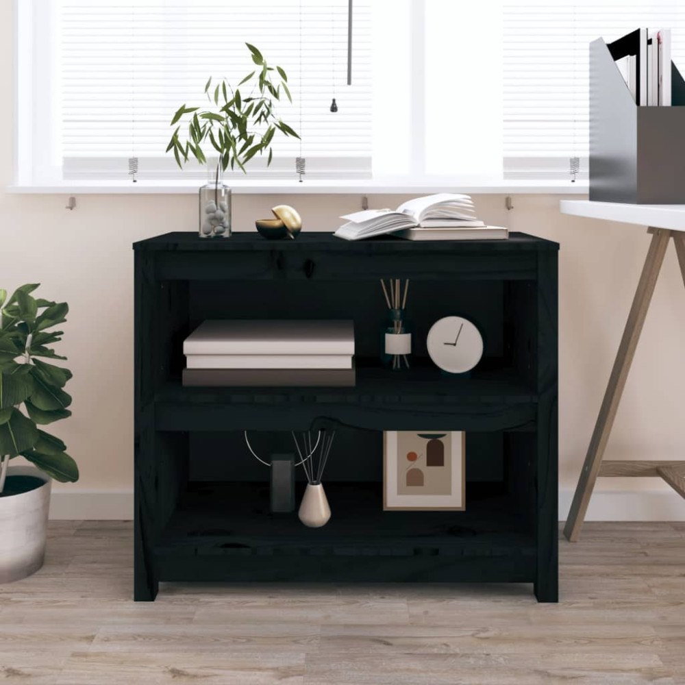 vidaXL Bokhylla svart 80x35x68 cm massiv furu