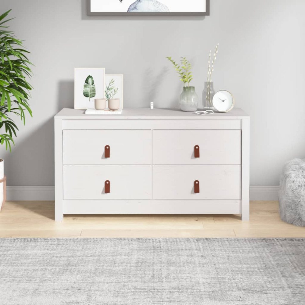 vidaXL Sidoskåp vit 100x40x54 cm massiv furu