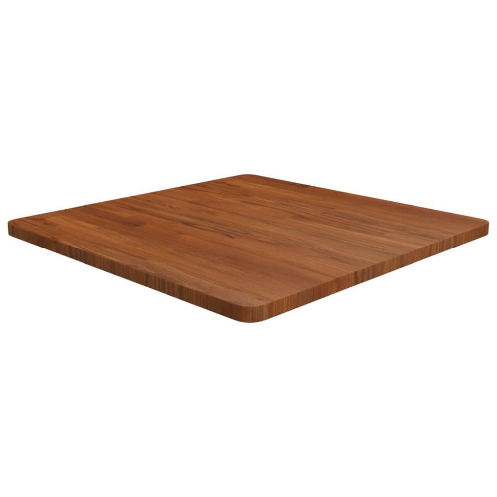 vidaXL Fyrkantig bordsskiva mörkbrun 70x70x2,5cm behandlad massiv ek