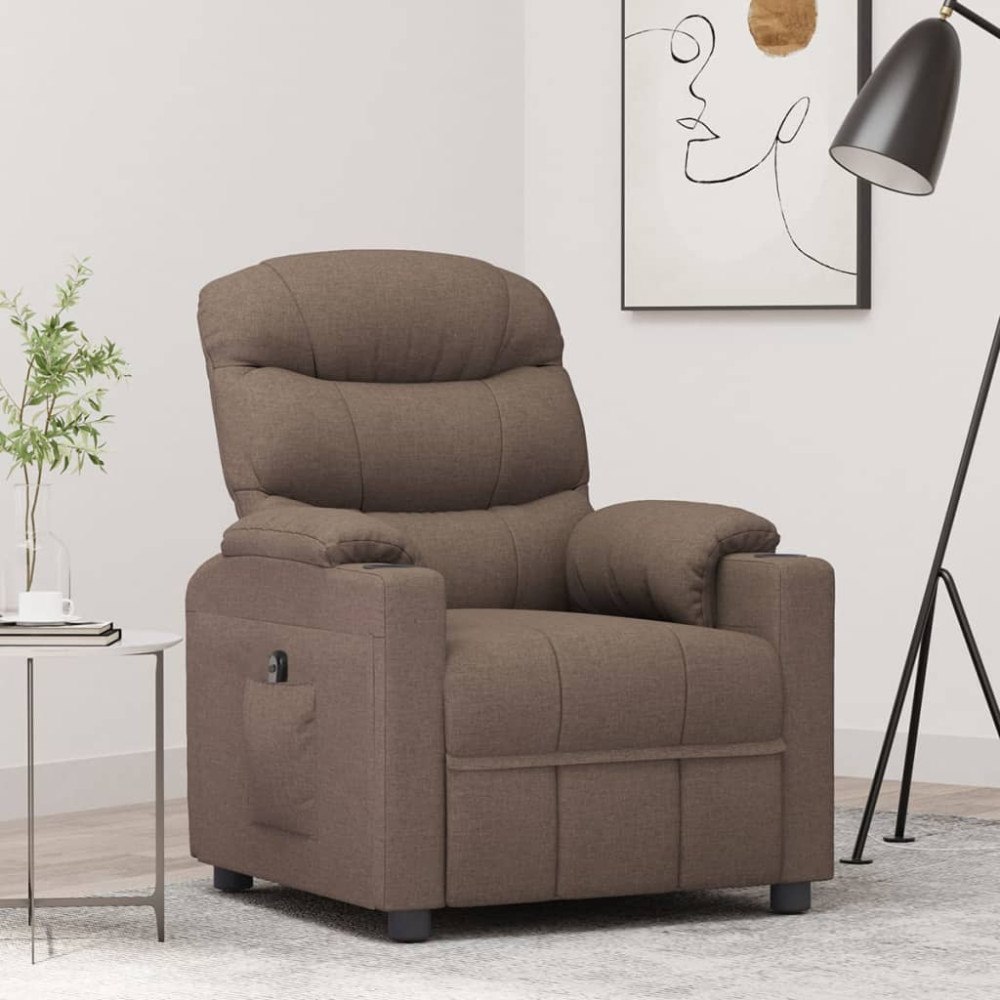 vidaXL Elektrisk reclinerfåtölj taupe tyg