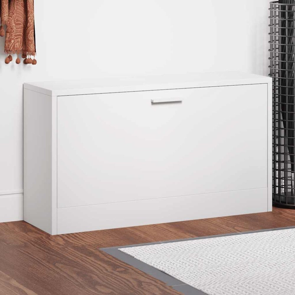 vidaXL Skobänk högglansvit 80x24x45 cm konstruerat trä
