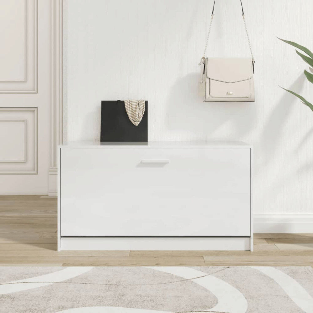 vidaXL Skobänk vit högglans 80x24x45 cm konstruerat trä