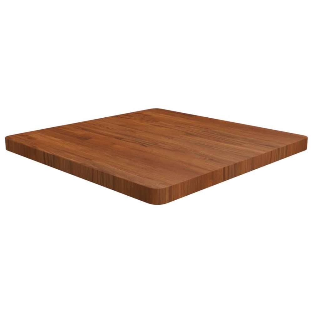 vidaXL Fyrkantig bordsskiva mörkbrun 70x70x4cm behandlad massiv ek