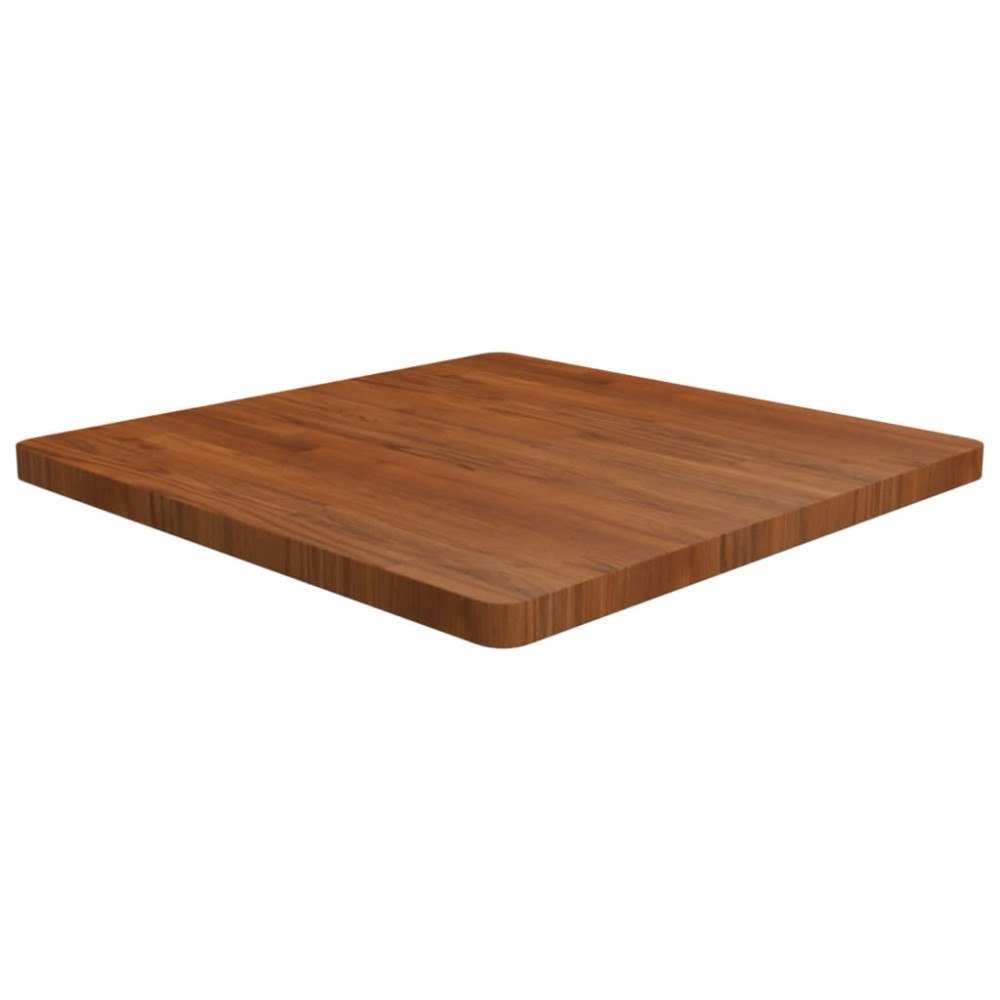 vidaXL Fyrkantig bordsskiva mörkbrun 80x80x4cm behandlad massiv ek