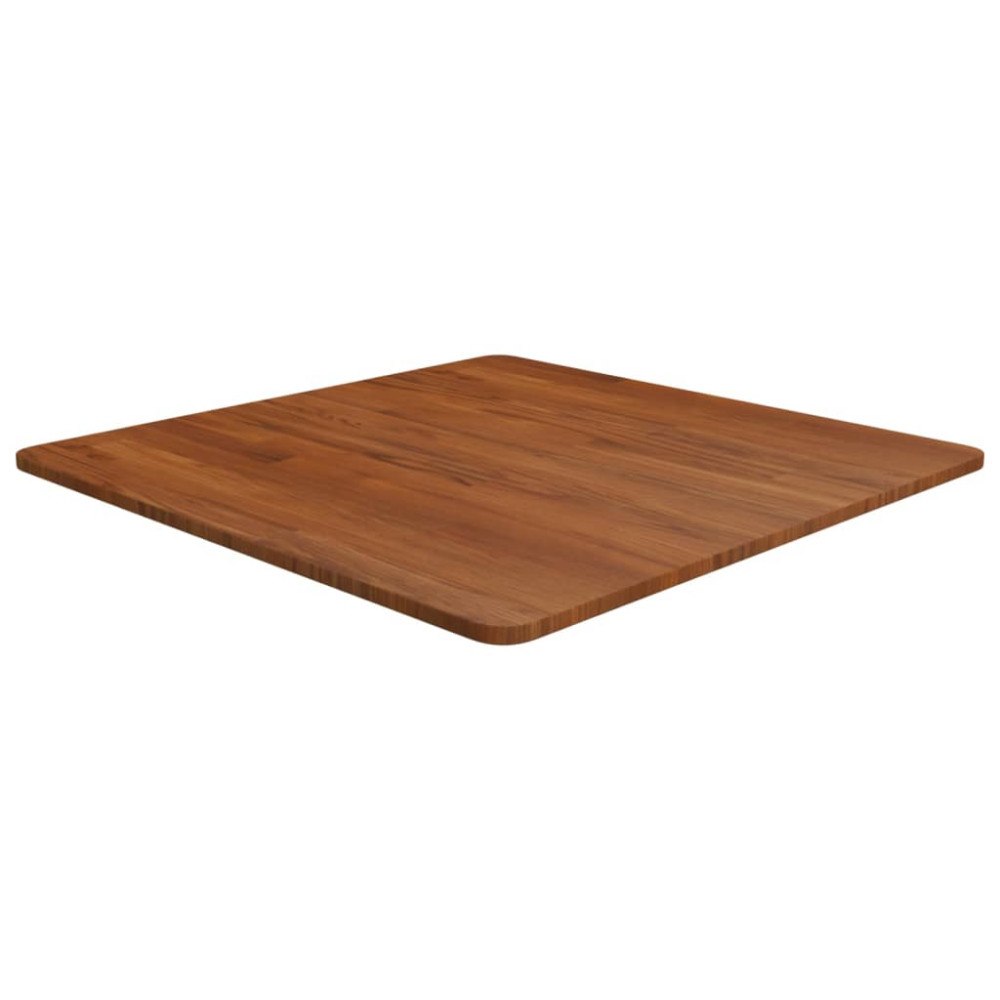 vidaXL Fyrkantig bordsskiva mörkbrun 70x70x1,5cm behandlad massiv ek