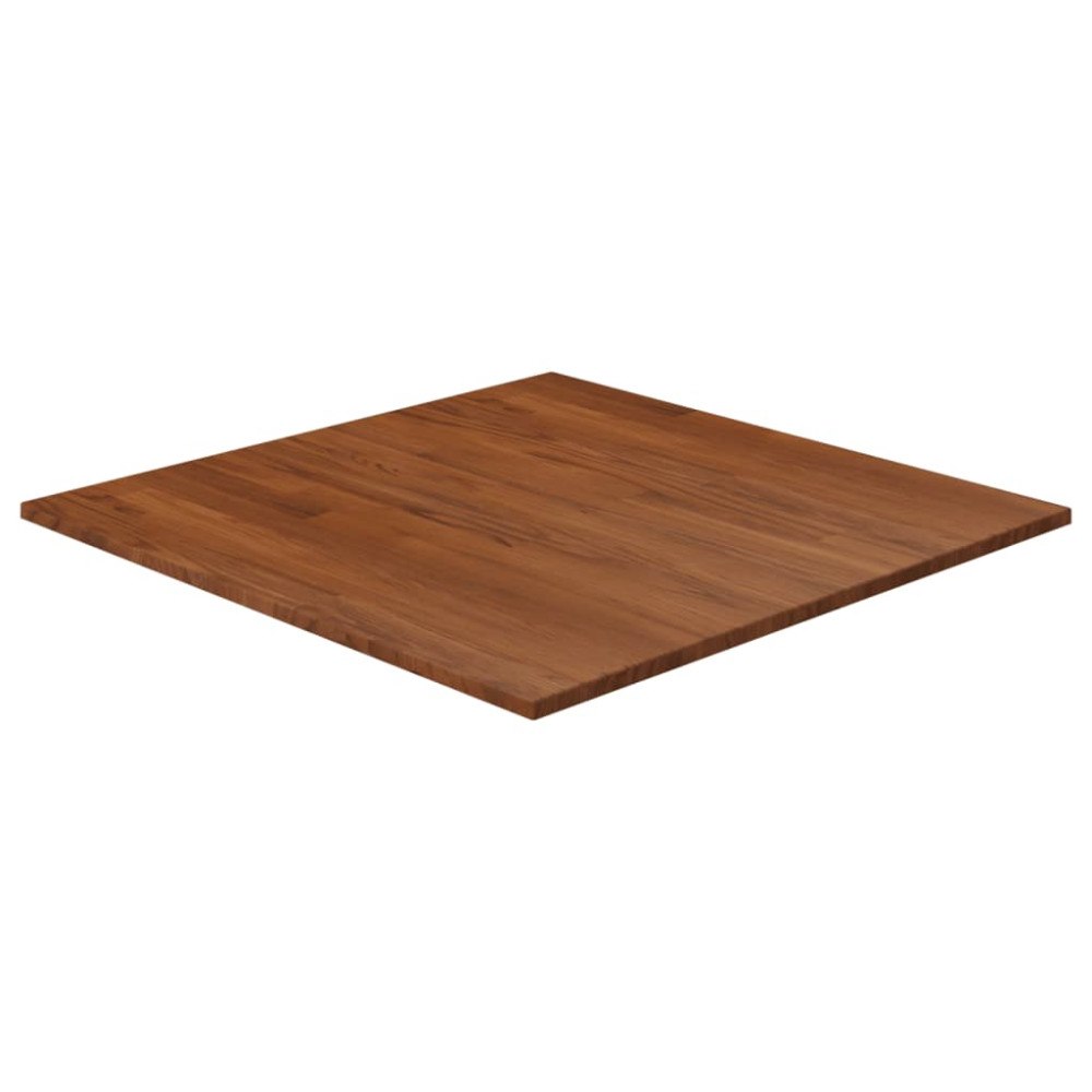 vidaXL Fyrkantig bordsskiva mörkbrun 70x70x1,5cm behandlad massiv ek