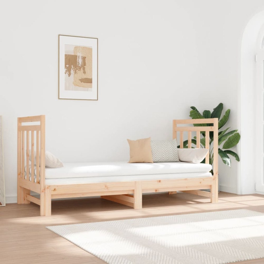 vidaXL Utdragbar dagbädd 2x(90x190) cm massiv furu