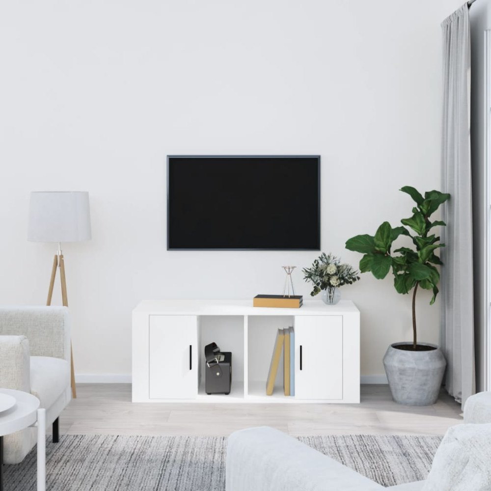 vidaXL Tv-bänk vit 100x35x40 cm konstruerat trä