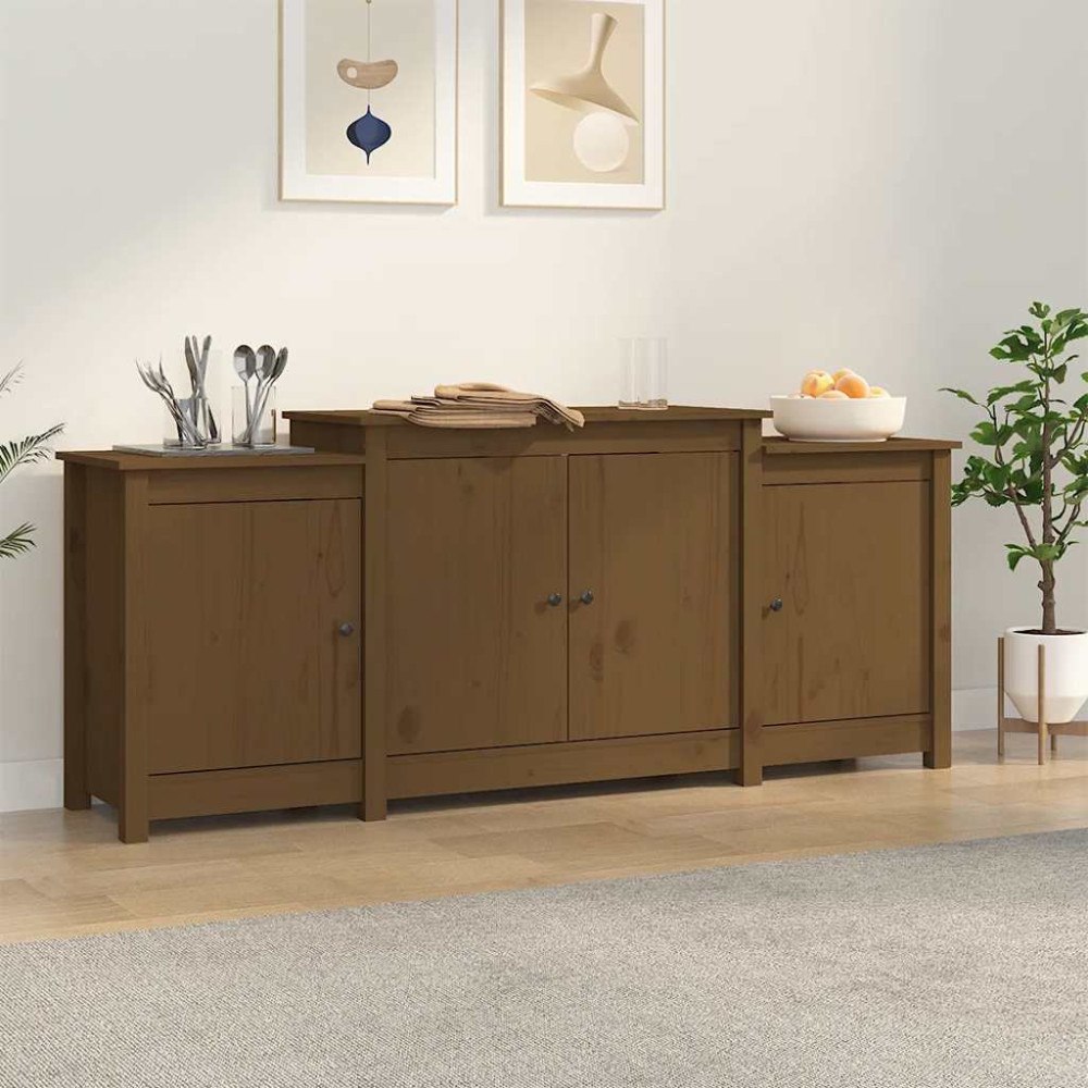 vidaXL Skänk honungsbrun 164x37x68 cm massiv furu