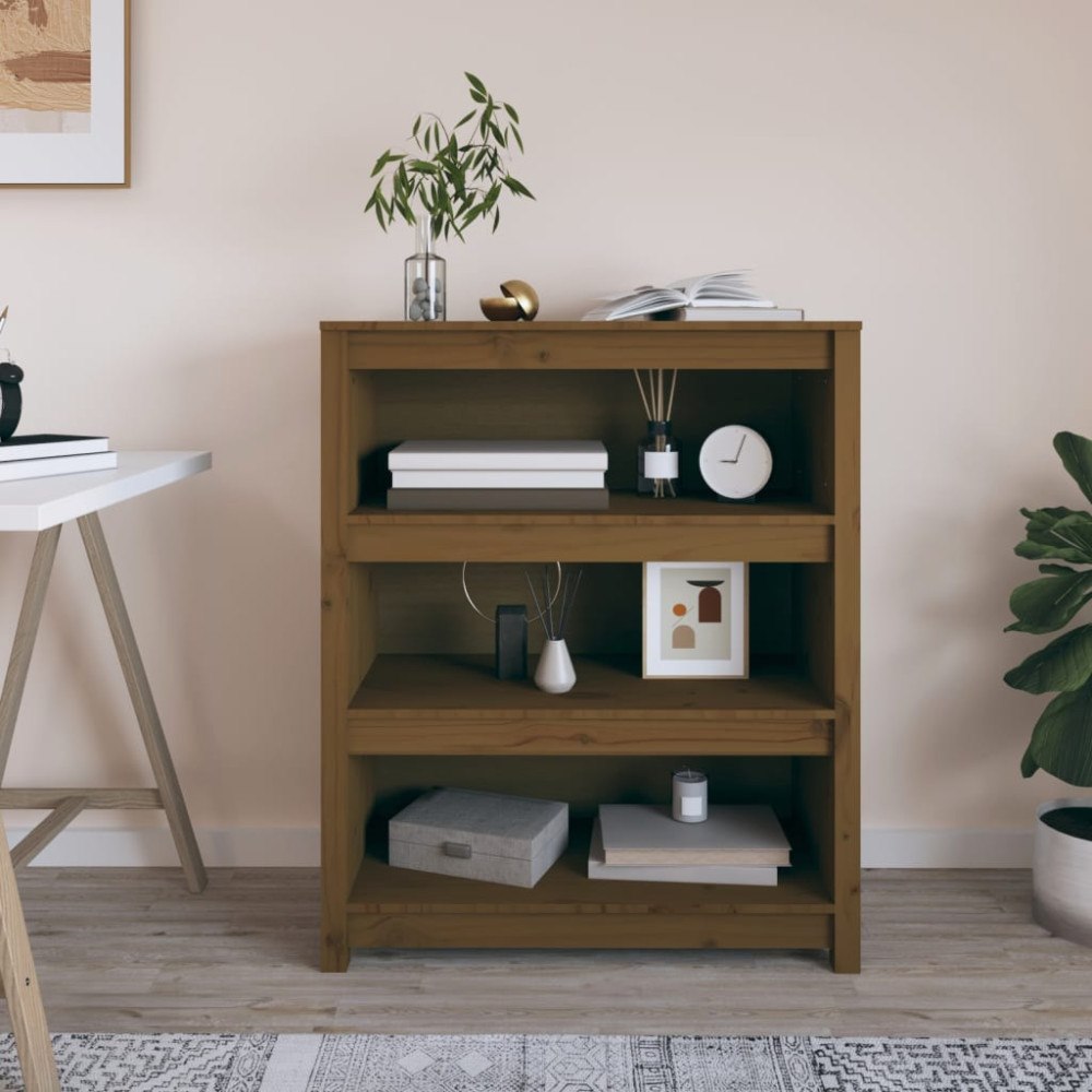 vidaXL Bokhylla honungsbrun 80x35x97 cm massiv furu