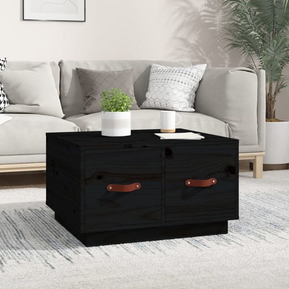 vidaXL Soffbord svart 60x53x35 cm massiv furu