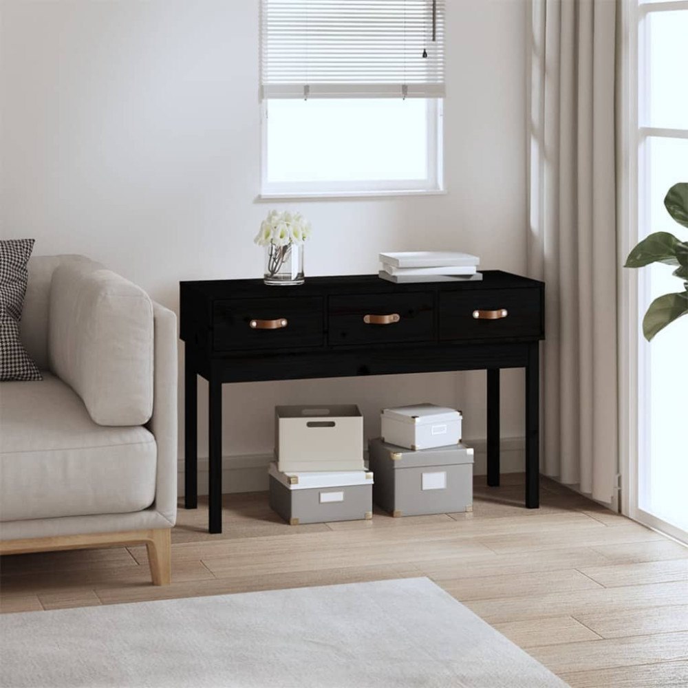 vidaXL Konsolbord svart 114x40x75 cm massiv furu