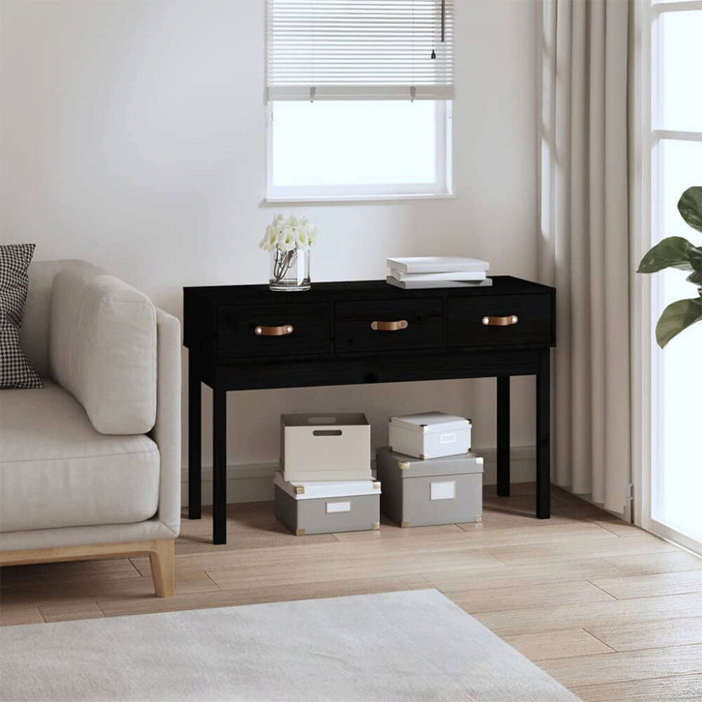 vidaXL Konsolbord svart 114x40x75 cm massiv furu