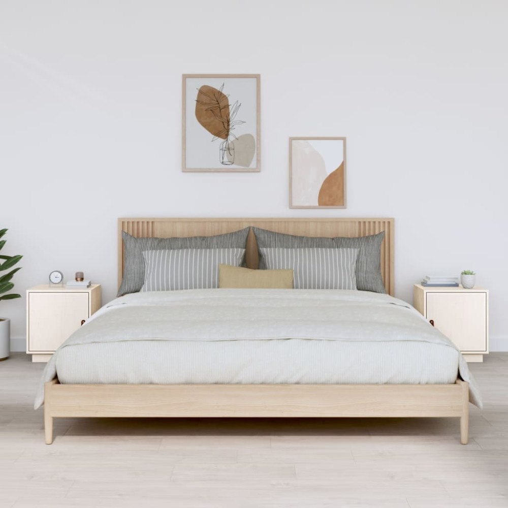 vidaXL Sängbord 2 st vit 40x34x45 cm massivt furuträ