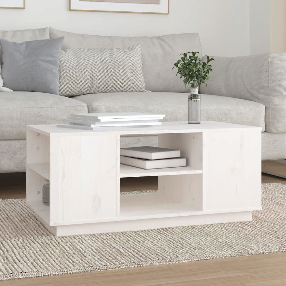 vidaXL Soffbord vit 90x49x40,5 cm massiv furu