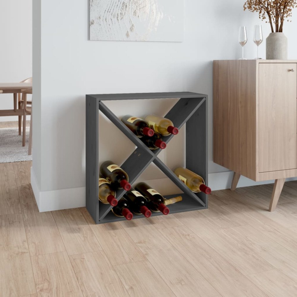 vidaXL Vinskåp grå 62x25x62 cm massiv furu
