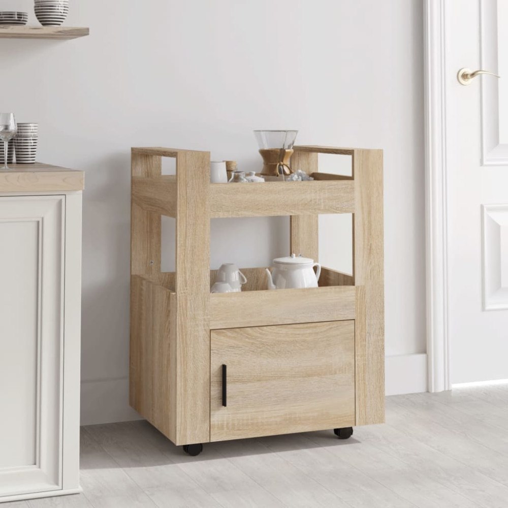 vidaXL Köksvagn sonoma-ek 60x45x80 cm konstruerat trä