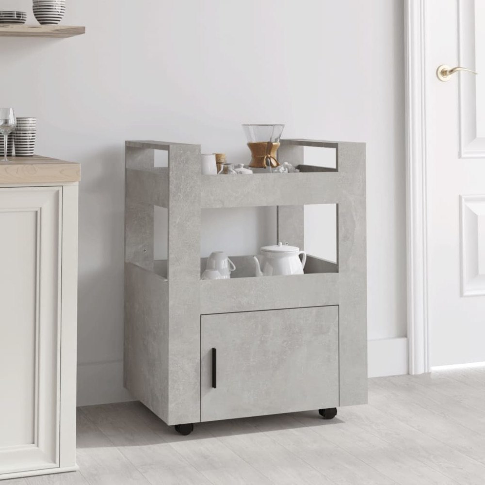 vidaXL Köksvagn betonggrå 60x45x80 cm konstruerat trä