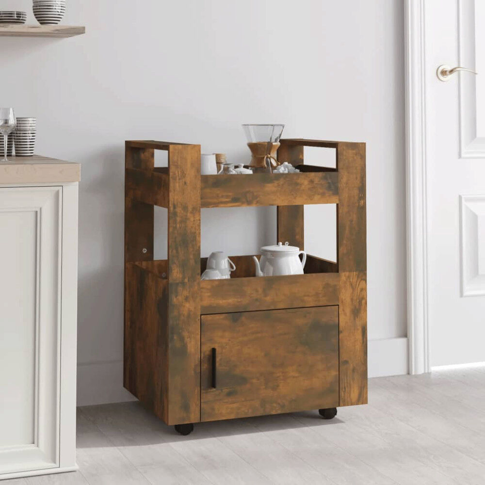 vidaXL Köksvagn rökfärgad ek 60x45x80 cm konstruerat trä