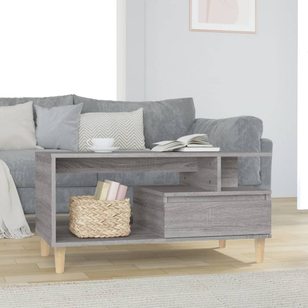 vidaXL Soffbord grå sonoma 90x49x45 cm konstruerat trä