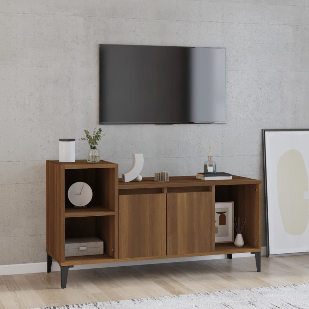 vidaXL Tv-bänk brun ek 100x35x55 cm konstruerat trä