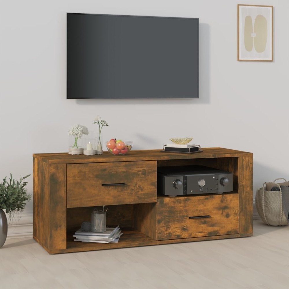 vidaXL Tv-bänk rökfärgad ek 100x35x40 cm konstruerat trä
