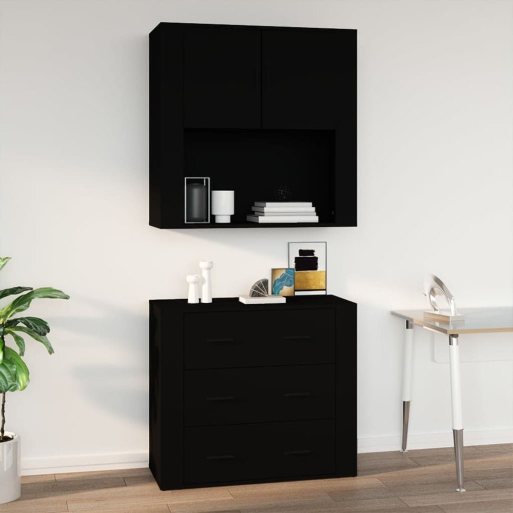 vidaXL Väggskåp svart 80x33x80 cm konstruerat trä