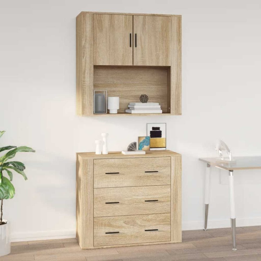 vidaXL Väggskåp sonoma-ek 80x33x80 cm konstruerat trä