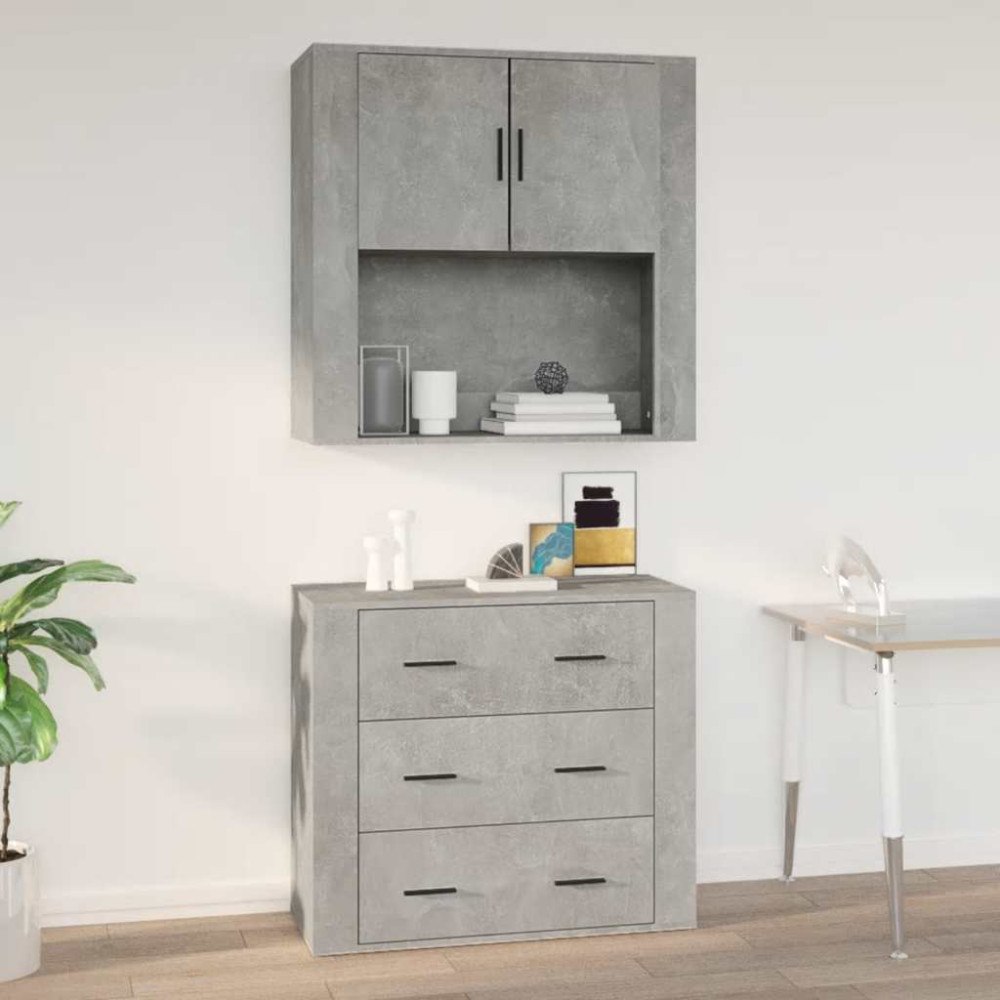 vidaXL Väggskåp betonggrå 80x33x80 cm konstruerat trä