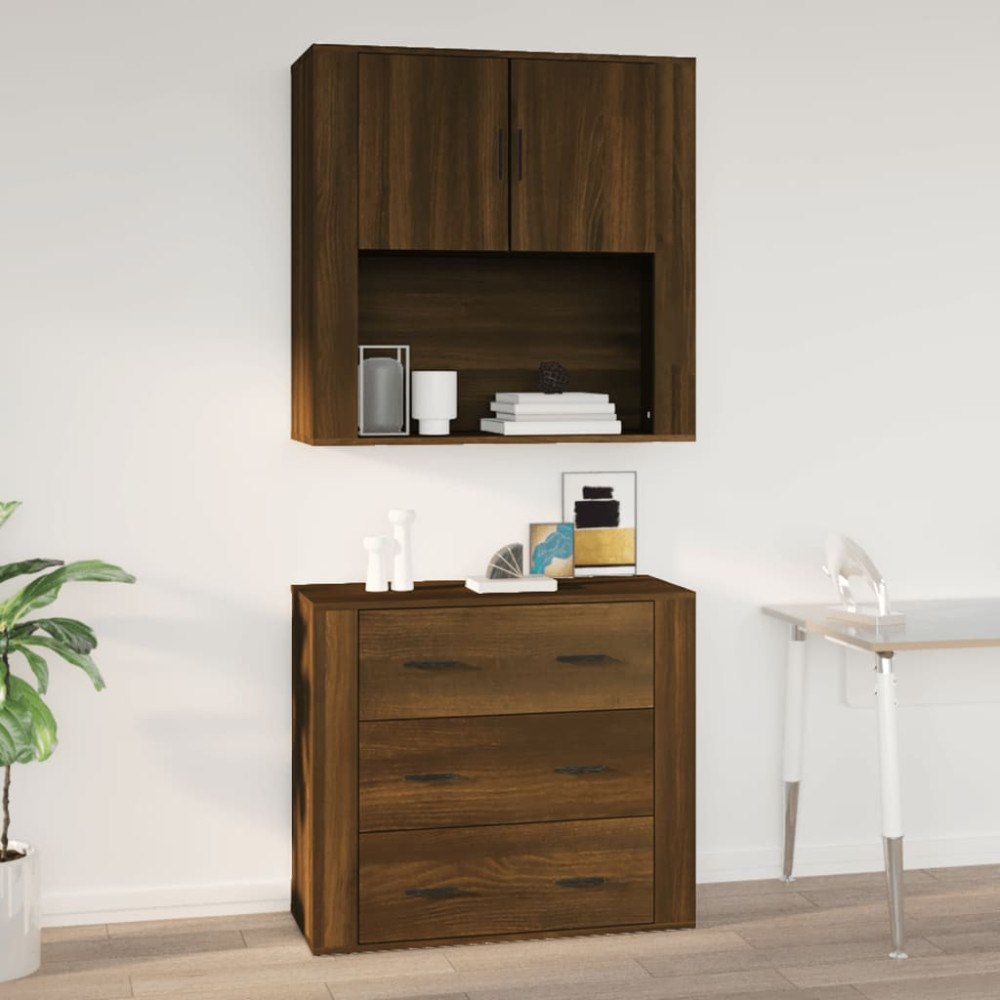 vidaXL Väggskåp brun ek 80x33x80 cm konstruerat trä