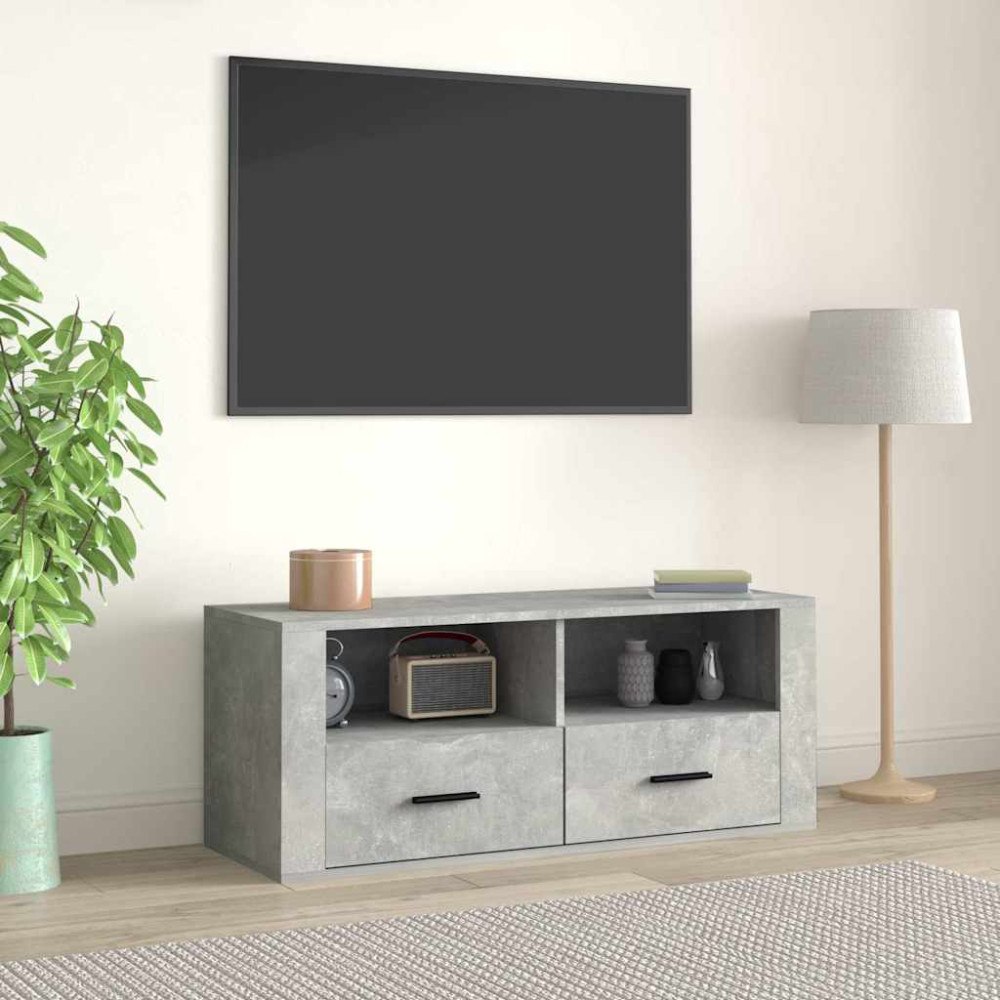 vidaXL Tv-bänk betonggrå 100x35x40 cm konstruerat trä